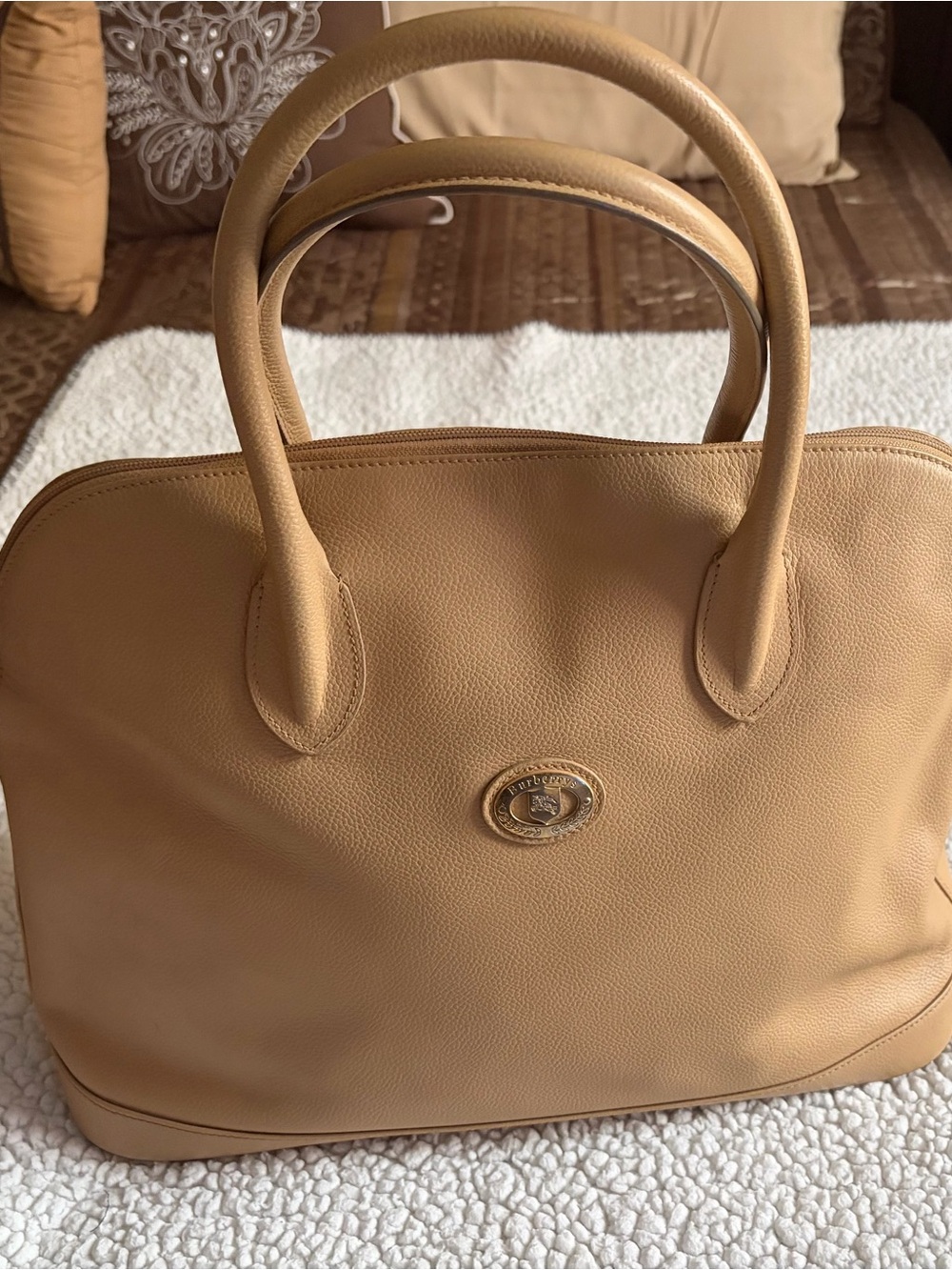 Vintage Burberrys of London Pebbled Leather Handbag with Strap